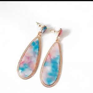 Blue Pink White Gold Cloud Natural Stone Earrings